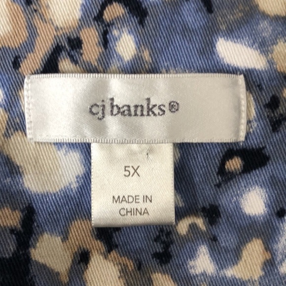 Cj BANKS - 100% Cotton Blue, Cream, Tan & White Button Front Jacket - Size 5X - Picture 6 of 8
